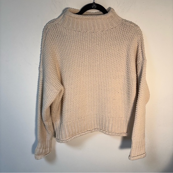 She + Sky Womens Cozy Cream Cotton Sweater Medium - Picture 6 of 11